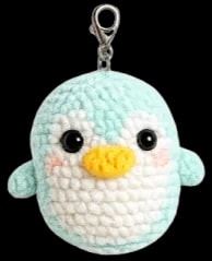 Pastel fluffy crochet penguin reference